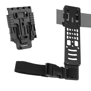 Universal Belt Loop Adapter Expansion Board Mid-Low Ride Holster Platform Adapter with Locking Fork and Receiver Plate, Adjustable Multi-Angle Hole Position with Thigh Fixation Strap (Black)