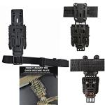 Universal Belt Loop Adapter Expansion Board Mid-Low Ride Holster Platform Adapter with Locking Fork and Receiver Plate, Adjustable Multi-Angle Hole Position with Thigh Fixation Strap (Black)