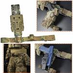 Universal Belt Loop Adapter Expansion Board Mid-Low Ride Holster Platform Adapter with Locking Fork and Receiver Plate, Adjustable Multi-Angle Hole Position with Thigh Fixation Strap (CAMO)