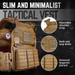 Bolo Defense Tactical Utility Vest – Lightweight Adjustable Quick Release Gear 500D Nylon Vest with Modular Loadout Design for Outdoor & Training Use (Light Brown)