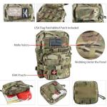 Tactical Mini Molle Hydration Pack,Molle Hydration Carrier with IFAK Pouch&US Flag&Med Patch,Hydropack for 2L Water Bladder (CP)