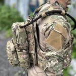 Tactical Mini Molle Hydration Pack,Molle Hydration Carrier with IFAK Pouch&US Flag&Med Patch,Hydropack for 2L Water Bladder (CP)