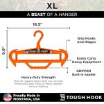 Tough Hanger XL - A Beast of a Hook – USA Made ABS Resin, X-Large | Police Gear, Scuba Gear & Dive BCD – 180-lb Cap Wetsuit DuraResin Hanger with Built in Carry Handle, 1 Black