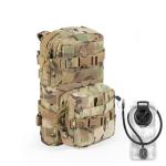 CLTAC Small Tactical Backpack MOLLE Hydration Pack Outdoor Water Bladder Carrier Pack for Vest with IFAK Med Pouch and 1.5L Bladder