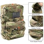 Tactical Mini Molle Hydration Pack,Molle Hydration Carrier with US Flag Nylon Water Resistant,Hydropack 2L Water Bladder for Tactical Vest Backpack(CP)