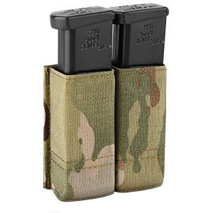 KRYDEX Double Pistol Mag Pouch Nylon 9mm with Quick Release Kydex Magazine Pouch Insert (Multicam)