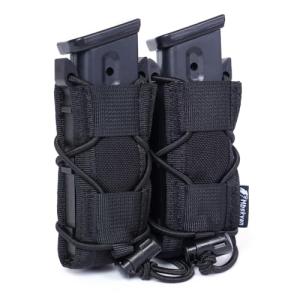 Universal Double Magazine Holder 9mm, Double 9MM Mag Pouch,Magazine Holster,Tactical Magazine Pouches,Open-Top Handgun Ammo Holder for 9mm/.40 Caliber Response Compatible Tactical PALS Webbing Belts