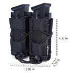 Universal Double Magazine Holder 9mm, Double 9MM Mag Pouch,Magazine Holster,Tactical Magazine Pouches,Open-Top Handgun Ammo Holder for 9mm/.40 Caliber Response Compatible Tactical PALS Webbing Belts
