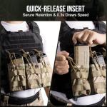OneTigris Tactical Pistol Mag Pouch - Open-Top Triple 5.56mm Magazine Pouch for M4/M16/AR-15 & 5.56 AK Variants, with Elastic Rifle, Quick-Release Insert & MOLLE Compatibility (Camouflage)