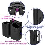 Universal Double Magazine Pouch, 9mm .40 Double Stack Mag. Holder Dual Holster with 1.5''-2'' Belt Clip for Glock Sig sauer S&W Beretta Browning Taurus H&K Most Pistol Mags