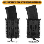 KRYDEX 5.56mm 7.62mm Magazine Pouch with MOLLE Clip and Belt Clip Universal Mag Carrier (BK)