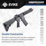Evike Airsoft - 6mmProShop Daniel Defense Licensed MK18 Gas Blowback Airsoft Rifle by Golden Eagle (Color: Black)