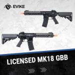 Evike Airsoft - 6mmProShop Daniel Defense Licensed MK18 Gas Blowback Airsoft Rifle by Golden Eagle (Color: Black)