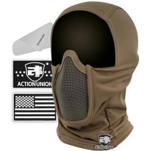 ACTIONUNION Tactical Airsoft Balaclava Mesh Mask Set (Tan)