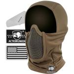 ACTIONUNION Tactical Airsoft Balaclava Mesh Mask Set (Tan)
