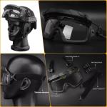 V3COOGOGEAR Tactical Split Two Modes Goggles Compatible with Airsoft Fast Helmet Paintball Hunting Field Outdoor (BLACK)