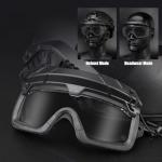 V3COOGOGEAR Tactical Split Two Modes Goggles Compatible with Airsoft Fast Helmet Paintball Hunting Field Outdoor (BLACK)