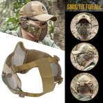 OneTigris 6" Foldable Half Face Mesh Mask with Ear Protection, Tactical Lower Face Protective Mask (Camo Color)