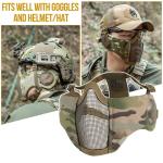 OneTigris 6" Foldable Half Face Mesh Mask with Ear Protection, Tactical Lower Face Protective Mask (Camo Color)
