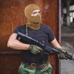 AOUTACC Balaclava Airsoft Mask, Ninja Style Tactical Airsoft Full Face Protective Mask, Soft Silicone Mask for Outdoor/Airsoft/Hunting/Paintball/Cycling-Tan