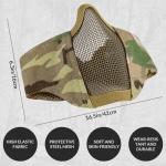 Airsoft Mesh Mask, Tactical Foldable Half Mesh Mask with Ear Protection, Adjustable Military Mesh Mask Lower Face Protective Mask for Airsoft Paintball Shooting Cosplay CS Game (CP Camo)