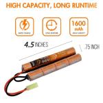 Lancer Tactical Nimh Airsoft Battery Compatible with AEG Airsoft Gun (9.6V, 1600 mAh Nunchuck)