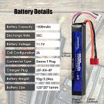 URGENEX Airsoft Battery 11.1V 1500mAh 35C High Discharge Rate Lipo Pack with Deans T Plug Rechargeable 3S Lipo for Airsoft Model Guns