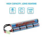 Tenergy Combo Charger and 2 Pack 9.6V NiMH 1600mAh Rechargeable Butterfly Battery Packs with Mini Tamiya Connector for Airsoft AEGs