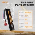 VICMILE 3S Airsoft Battery 30C 11.1V 1400mAh Dean-Style T Plug with 11.1V USB Charger Fit for Most Airsoft Model Guns Gel Water Bead Blaster