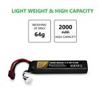 11.1V LiPo Airsoft Battery with Connector 2000mAh 30C Rechargeable Stick Batteries for Airsoft Guns Airsoft Rifle