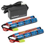 Tenergy Combo Charger and 2 Pack 9.6V NiMH 1600mAh Rechargeable Butterfly Battery Packs with Mini Tamiya Connector for Airsoft AEGs