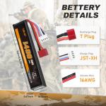 VICMILE 3S Airsoft Battery 30C 11.1V 1400mAh Dean-Style T Plug with 11.1V USB Charger Fit for Most Airsoft Model Guns Gel Water Bead Blaster