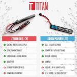 Titan Lithium Ion Airsoft Battery | 3000 mah 11.1v Battery Nunchuck T-Plug | Maximum Capacity & Performance 11.1 Volt for Airsoft Gun