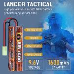 Lancer Tactical Airsoft RC Battery Charger and 9.6V NiMH 1600mAh Rechargeable Butterfly Battery Pack for Airsoft AEGs