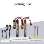VICMILE 3300mAh Airsoft Battery 11.1V Nunchuck Battery with Dean-Style T Plug and Mini Tamiya Cable 3S Rechargeable Stick Shape Butterfly Fit for aeG AK47 M4 MP5 and Most Airsoft Model Guns Rifles