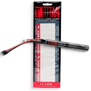 Titan Lithium-Ion Airsoft Battery | 3000mAh 7.4v Stick T-Plug | Maximum Capacity & Performance 7.4 Volt Airsoft Gun Battery