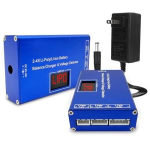 Airsoft Battery Charger LiPo Balance Charger for Lipo/Li-Ion Battery with Wireless Voltage Meter, Overcharge Protection Fast Charging and Safety Cut Off for 7.4V 11.1V 14.8V Airsoft RC Lithium Battery