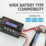 Tenergy TB-6AB Balance Charger Discharger 1S-6S Digital Battery Pack Charger for NiMH/NiCD/Li-PO/Li-Fe Packs w/ LCD Display Hobby Battery Charger w/ Tamiya/JST/EC3/HiTec/Deans Connectors + Power Supply