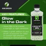 Aim Green Tracer Biodegradable Airsoft BBS, Glow-in-The-Dark BBS, 3,000 Count, .20 Grams