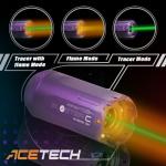 ACETECH Airsoft Pistol/Riffle Tracer Unit Brighter C/Blaster C 14mm CCW Negative Thread M14- to M11+ Adaptor Glow in The Dark Green/Gel BBS LED Beam/Flare Lighting Effect (Blaster C - Flare, Black)