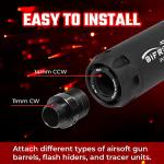 ACETECH Airsoft Pistol/Riffle RGB Tracer Unit Bifrost R 14mm CCW Negative Thread with M14- to M11+ Adaptor Glow in The Dark Green/Red BB LED Rainbow Lighting Effect (Black)