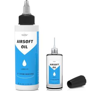 Airsoft Oil 4 oz & 1 oz Needle Oiler 100% Silicone Air Gun Oil, Multi-Purpose Airsoft Chamber Lube, All Purpose Silicone Lubricant for All Airgun
