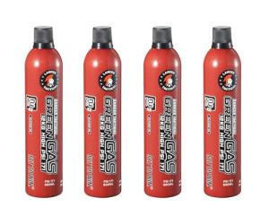 Lancer Tactical 600ml/20oz 12kg Powerful Green Gas High PSI G-1100 for Airsoft Pistol, Airsoft Rifle, Air Gun (Silicone Oil) -Pack of 4