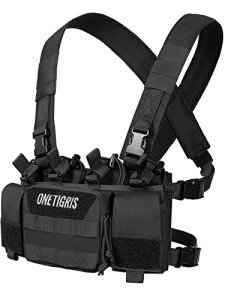 ONETIGRIS Chest Rig, MOLLE Airsoft Chest Rigs Tactical Chest Rig Dangler Pouch Admin Pouch for Hunting Shooting Hiking