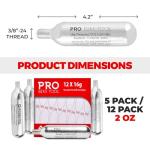 PRO BIKE TOOL 16g CO2 Cartridges - 5 Pack Threaded Canisters for Bike Tires - Fast and Reliable Inflation for Road and Mountain Cycling - Compatible with CO2 Inflators