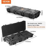 VEVOR Rifle Case, Rifle Hard Case with 4 Layers Fully-protective Foams, 42 inch Lockable Hard Gun Case with Wheels, IP67 Waterproof & Crushproof, for Two Rifles or Shotguns, Black