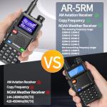 Baofeng Radio Ham Radio Long Range AR-5RM 10W Handheld NOAA Emergency Weather Radio 999CH Rechargeable Walkie Talkies with Programming Cable,USB-C Charging for Survival Gear Hunting Camping,2 Pack