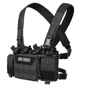 ONETIGRIS Chest Rig, MOLLE Airsoft Chest Rigs Tactical Chest Rig Dangler Pouch Admin Pouch for Hunting Shooting Hiking