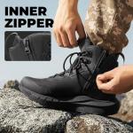 NORTIV 8 Men's Tactical Hiking Boot Lightweight Cushion Sole Boots for Work All Day Side Zipper Motorcycle Combat Military Boot Arch Support 8 Inches Terrascope,Size 10,Black,NMUMMT2503