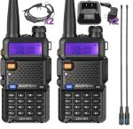 Baofeng UV-5R Radio Ham Radio Handheld Long Range UV5R Dual Band VHF UHF Rechargeable Two Way Radio Walkie Talkies for Adults with Earpiece Full Kit for Camping Hunting Survival Gear,2Pack